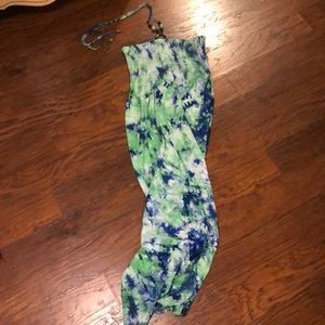 Tie dye floor length elastic tube dress/coverup